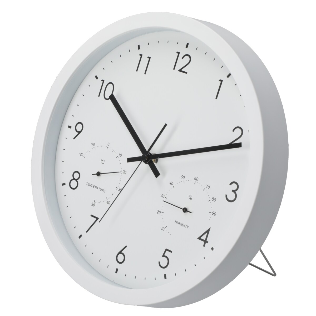静音秒針 温湿度計付き 掛け置き兼用時計 (30QT WH FR887)   デコホーム