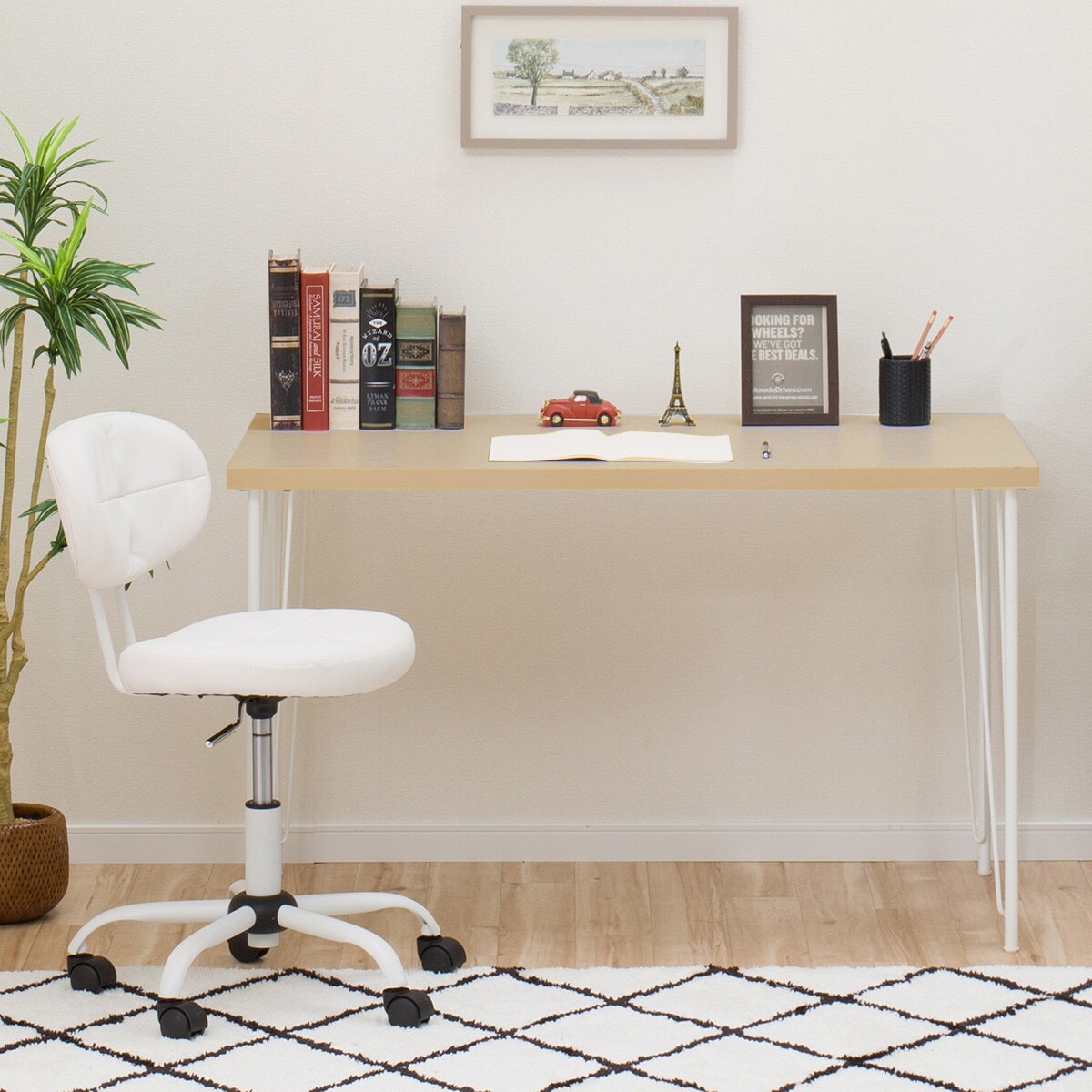 デスクプレフェセット (天板100LBR/ワイヤーレッグ69WH)