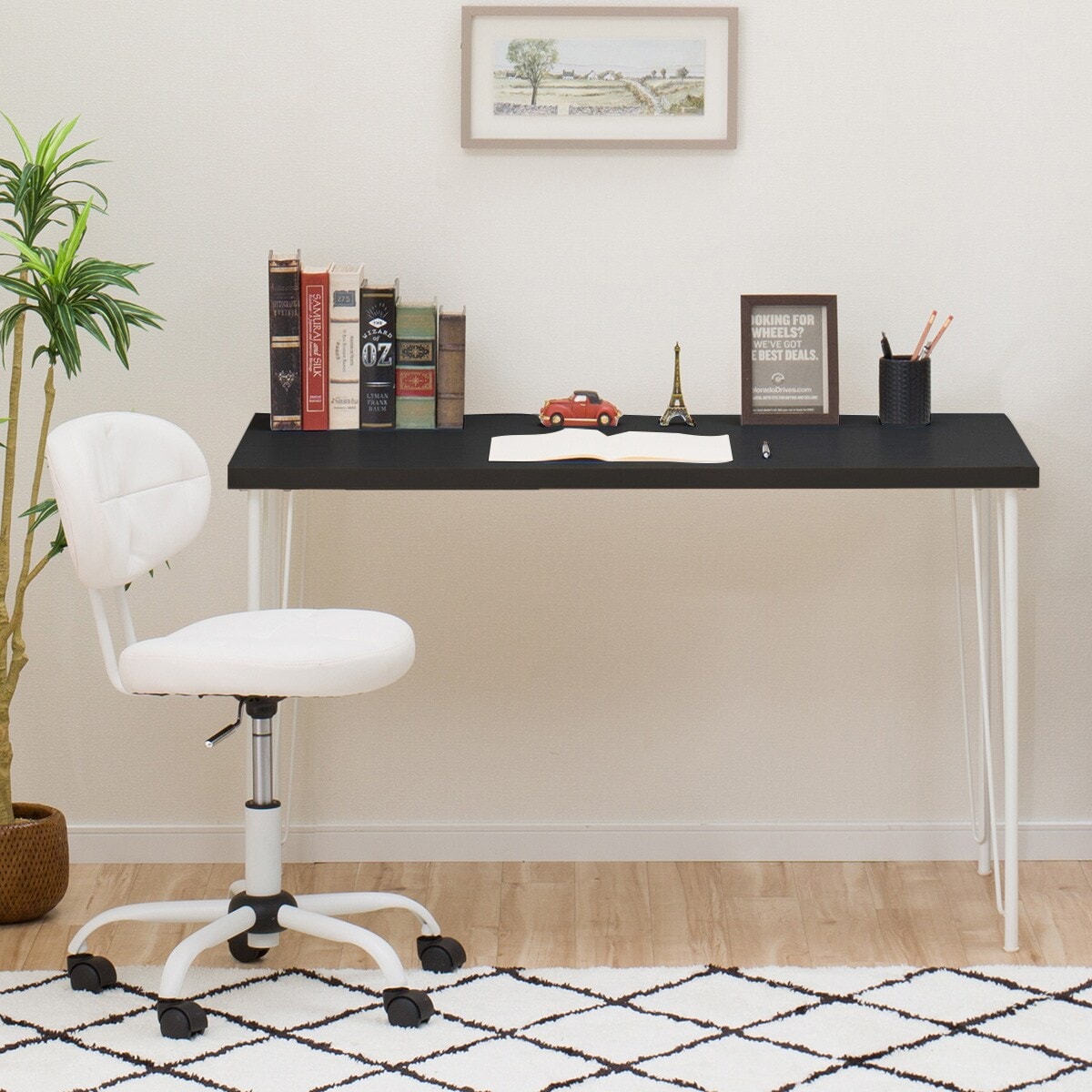 デスクプレフェセット (天板140BK/ワイヤーレッグ69WH)