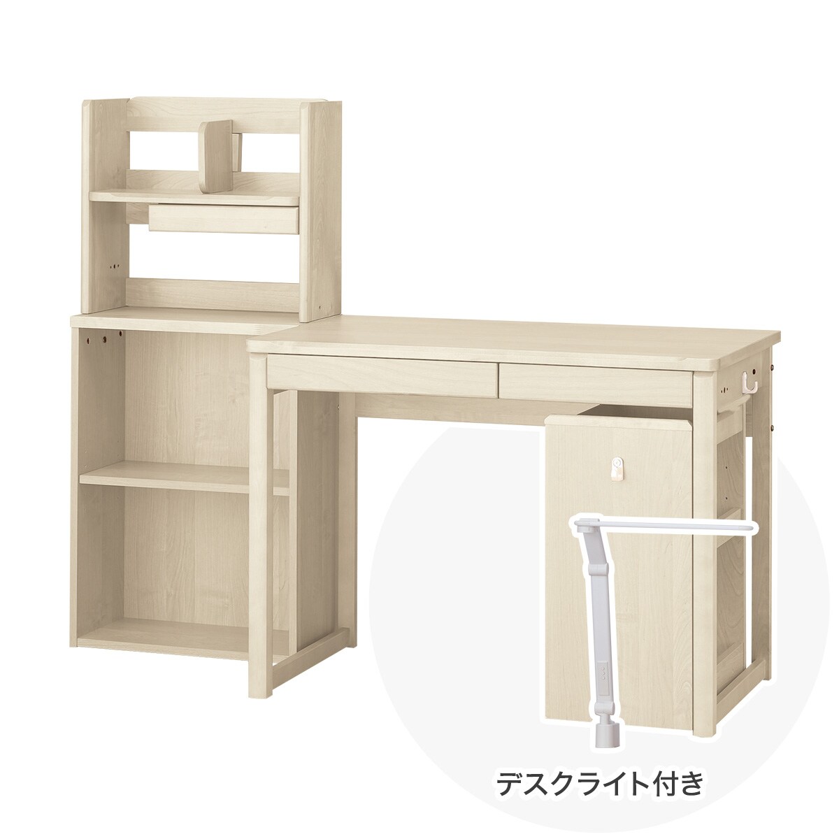 【広島・山口・九州専用商品】[幅125cm] ユニットデスク (メルシーSTK ホワイト色ライト付きWW)  【配送員設置】 【【デスク】5年【ライト】1年保証】