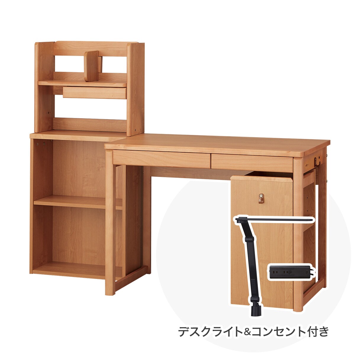 【広島・山口・九州専用商品】[幅125cm] ユニットデスク (メルシーSTK ブラック色ライト+コンセントBOX付きLBR)  【配送員設置】 【【デスク】5年【ライト+コンセントボックス】1年保証】