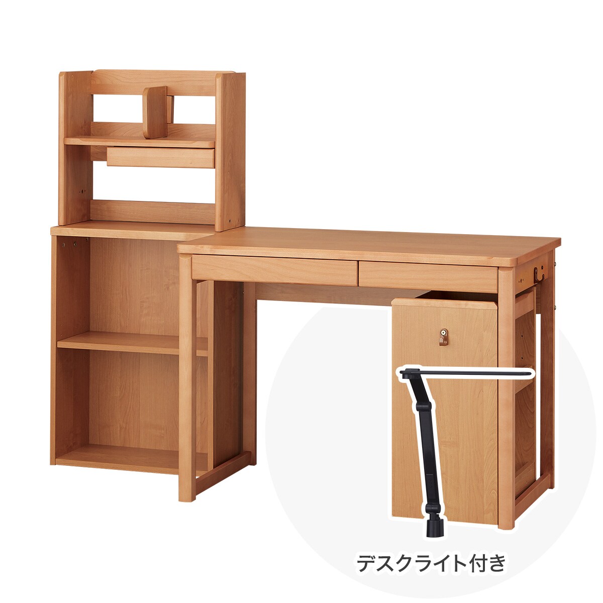 ニトリの【広島・山口・九州専用商品】[幅125cm] ユニットデスク (メルシーSTK ブラック色ライト付きLBR)  【配送員設置】 【【デスク】5年【ライト】1年保証】(子供用インテリア)