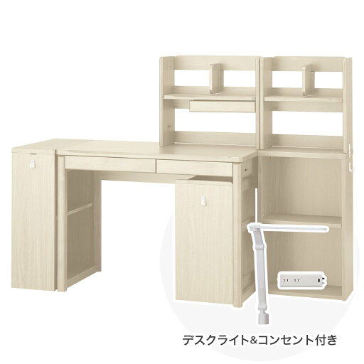 ニトリの【広島・山口・九州専用商品】[幅100cm] くみあわせデスク (メルシーSTK ホワイト色ライト+コンセントBOX付きWW)  【配送員設置】 【【デスク】5年【ライト+コンセントボックス】1年保証】(子供用インテリア)