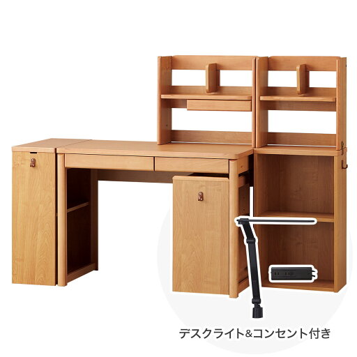 ニトリの【広島・山口・九州専用商品】[幅100cm] くみあわせデスク (メルシーSTK ブラック色ライト+コンセントBOX付きLBR)  【配送員設置】 【【デスク】5年【ライト+コンセントボックス】1年保証】(子供用インテリア)