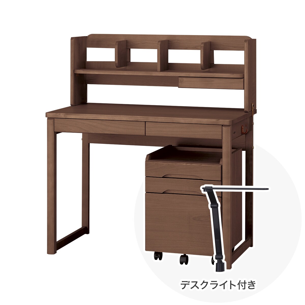 ニトリの【広島・山口・九州専用商品】[幅100cm] ロータイプデスク (メルシーTK ブラック色ライト付きMBR)  【配送員設置】 【【デスク】5年【ライト】1年保証】(子供用インテリア)