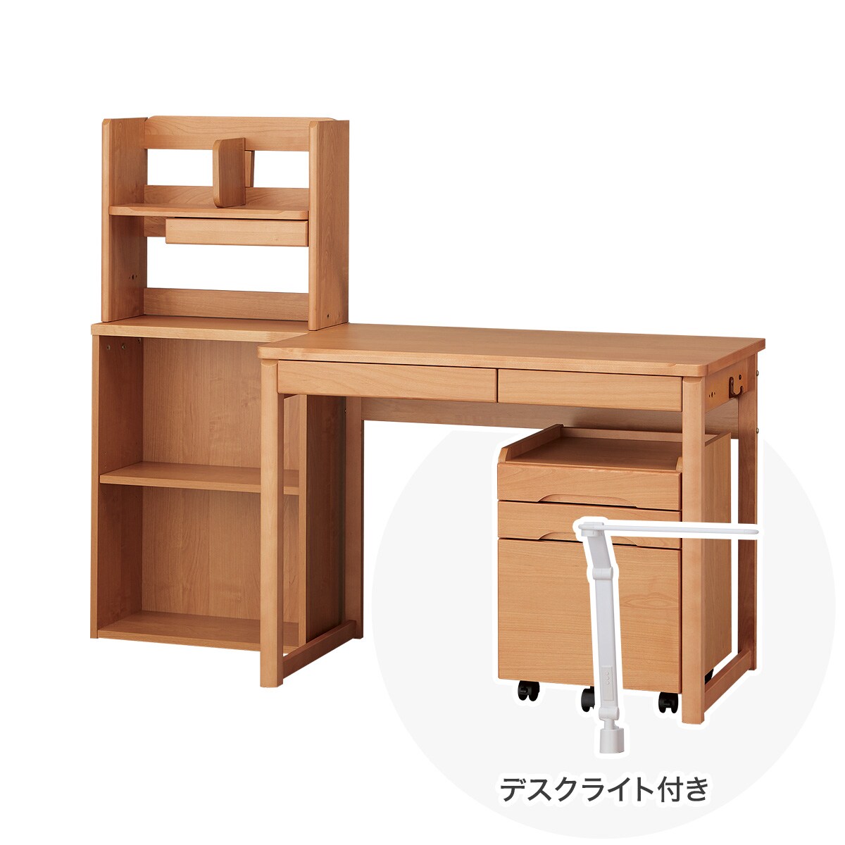 【広島・山口・九州専用商品】[幅125cm] ユニットデスク (メルシーTK ホワイト色ライト付きLBR)  【配送員設置】 【【デスク】5年【ライト】1年保証】