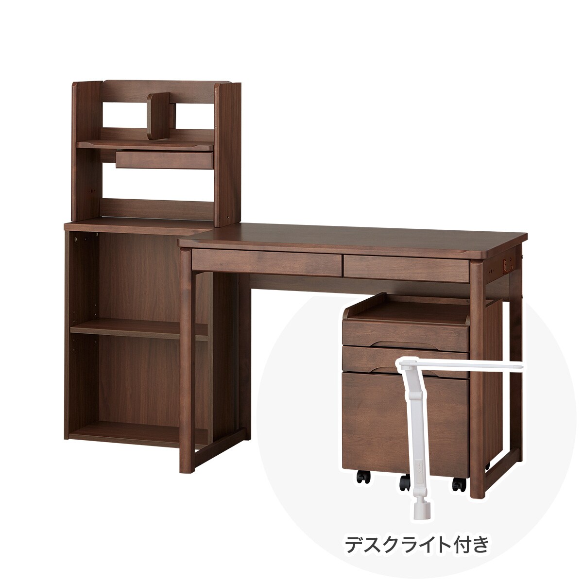 ニトリの【広島・山口・九州専用商品】[幅125cm] ユニットデスク (メルシーTK ホワイト色ライト付きMBR)  【配送員設置】 【【デスク】5年【ライト】1年保証】(子供用インテリア)