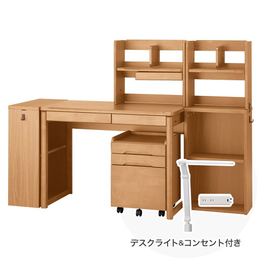 ニトリの【広島・山口・九州専用商品】[幅100cm] くみあわせデスク (メルシーTK ホワイト色ライト+コンセントBOX付きLBR)  【配送員設置】 【【デスク】5年【ライト+コンセントボックス】1年保証】(子供用インテリア)