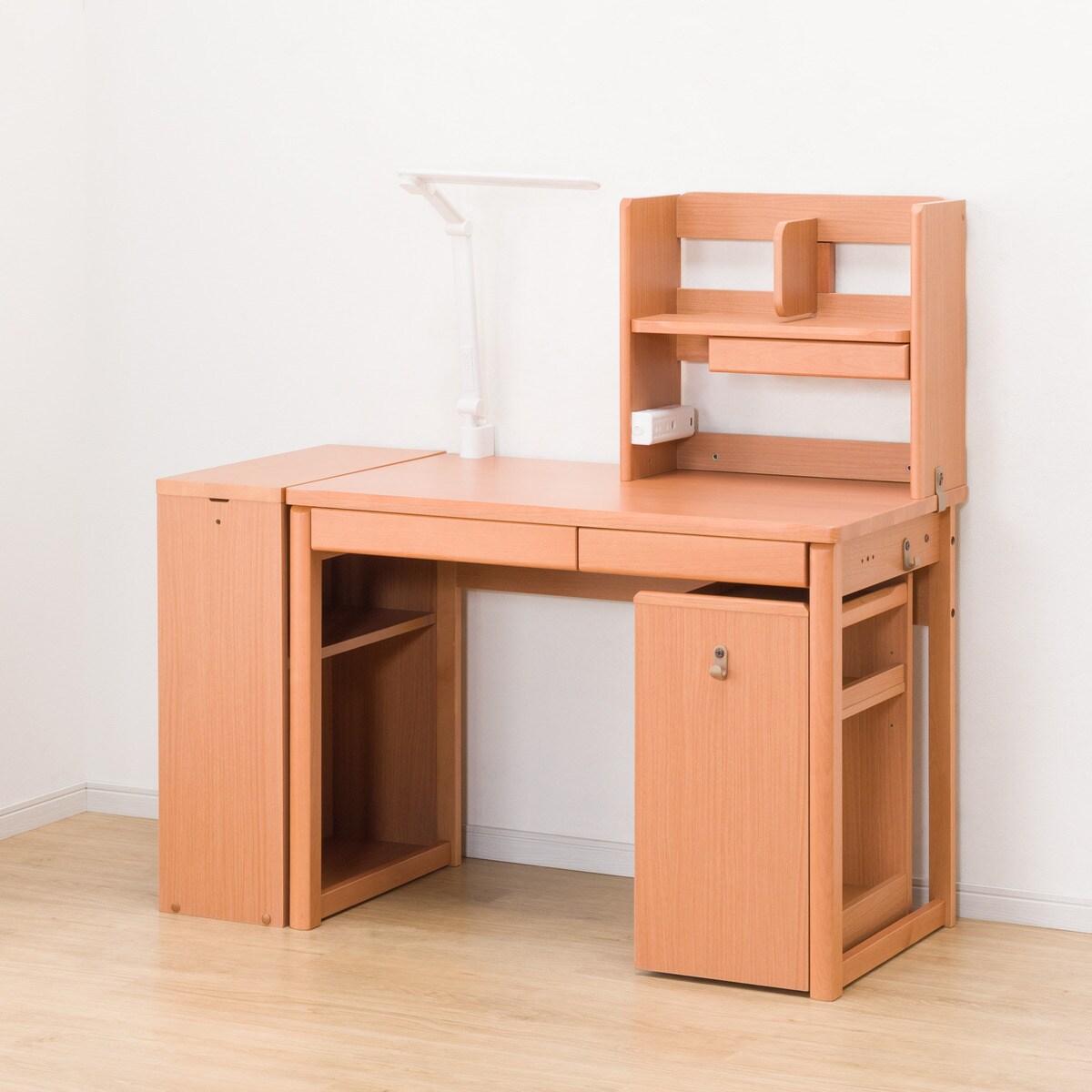 ユニットデスク (メルシーSDT ホワイト色ライト+コンセントBOX付きLBR)　　 【配送員設置商品】