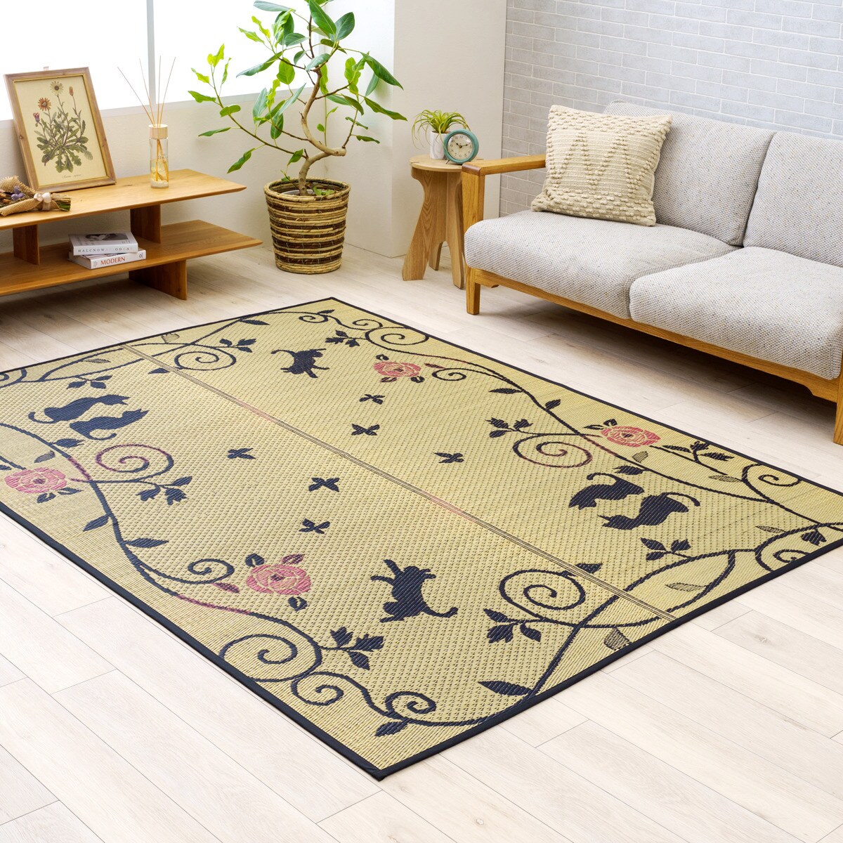 い草ラグ クロネコ　 【メーカー直送・】