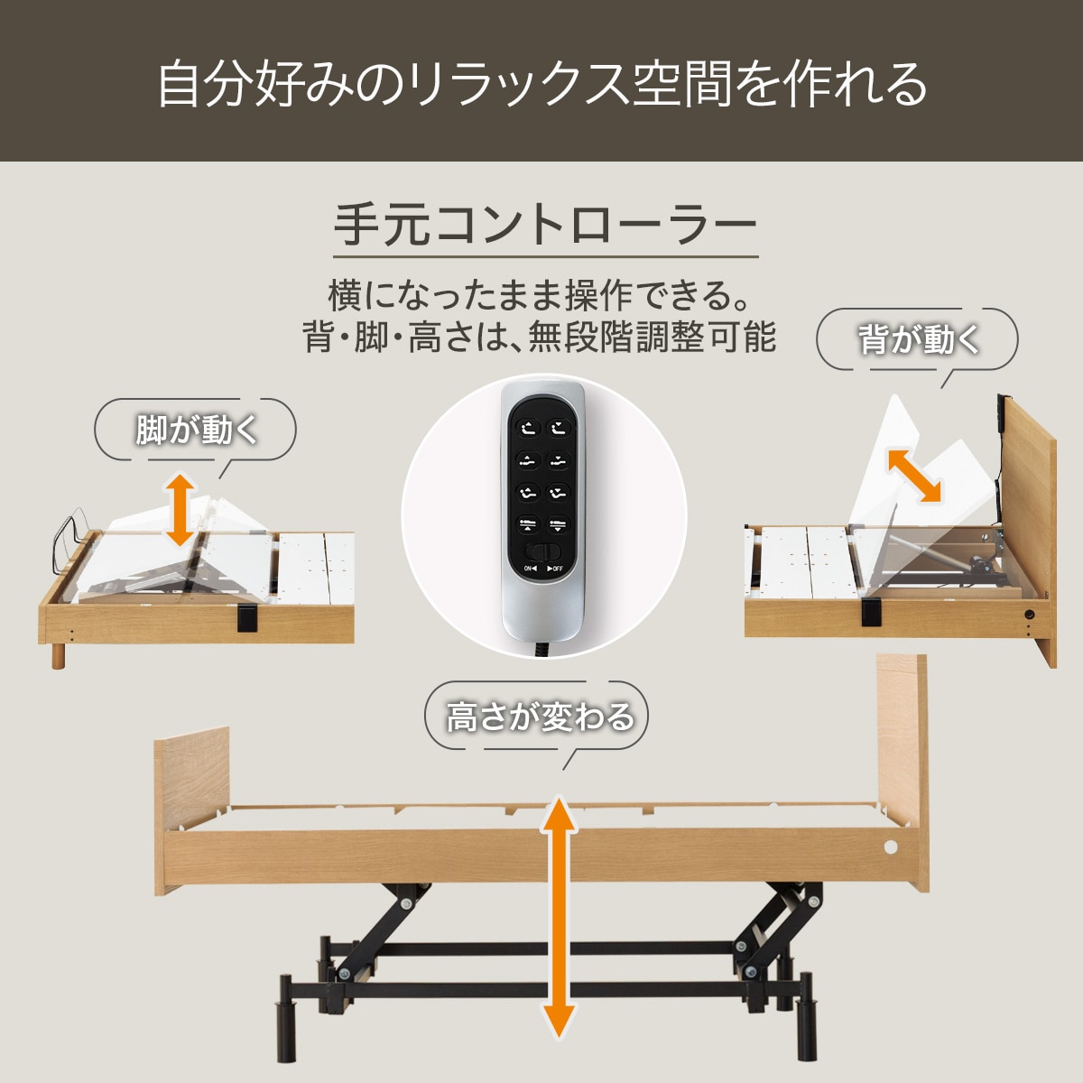 【非課税】電動シングルベッドフレーム＋マットレスセット(NS001 3M/ELH2)【配送員設置商品】