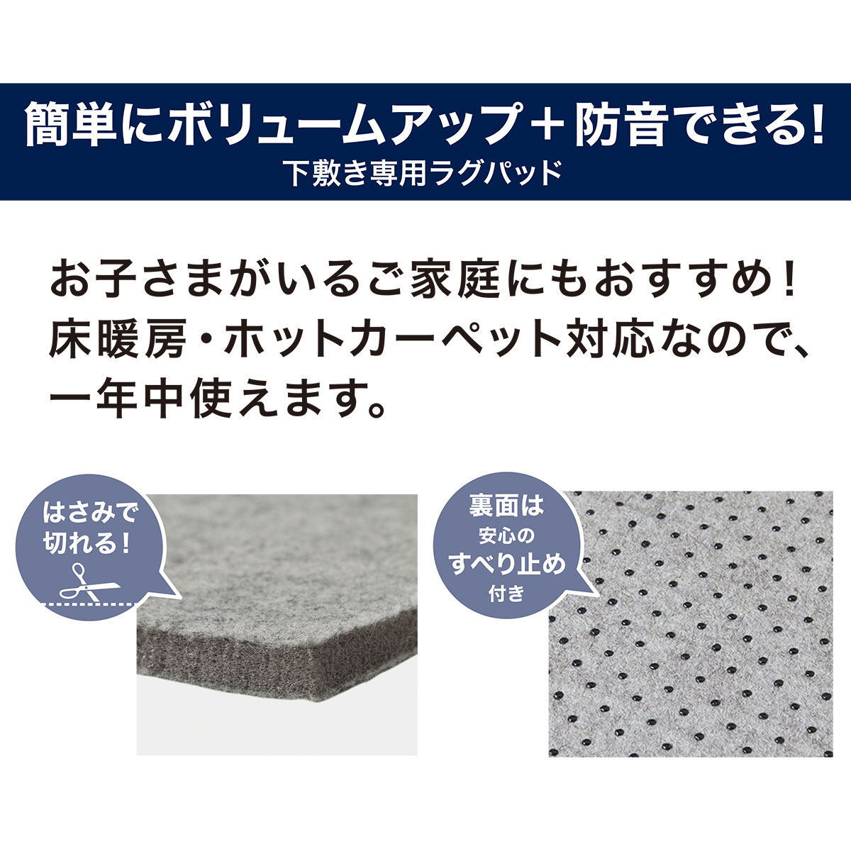 低反発ラグパッド 下敷き専用(125X180)   【1年保証】  【期間限定お試し価格：11/17〜12/31まで】