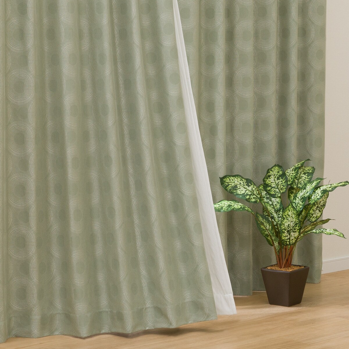 裏地付き 遮光2級・遮熱カーテン(RK002 イエローグリーン）