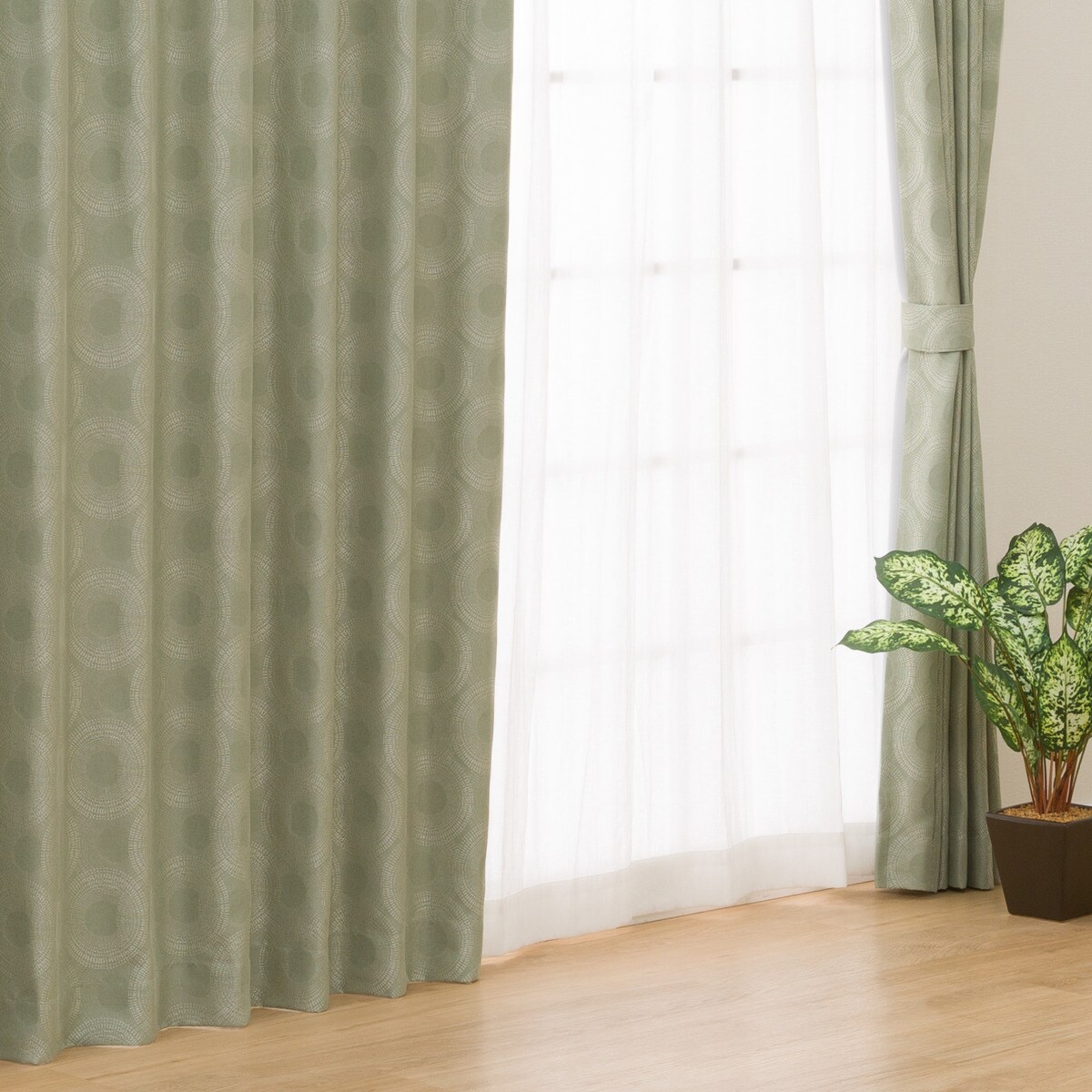 裏地付き 遮光2級・遮熱カーテン(RK002 イエローグリーン）