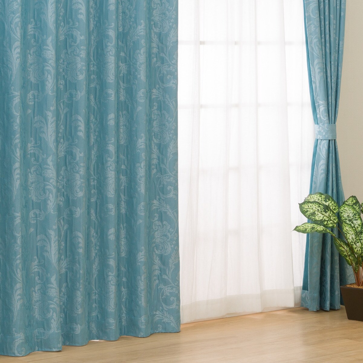 裏地付き 遮光2級・遮熱カーテン(RK006 ブルー）