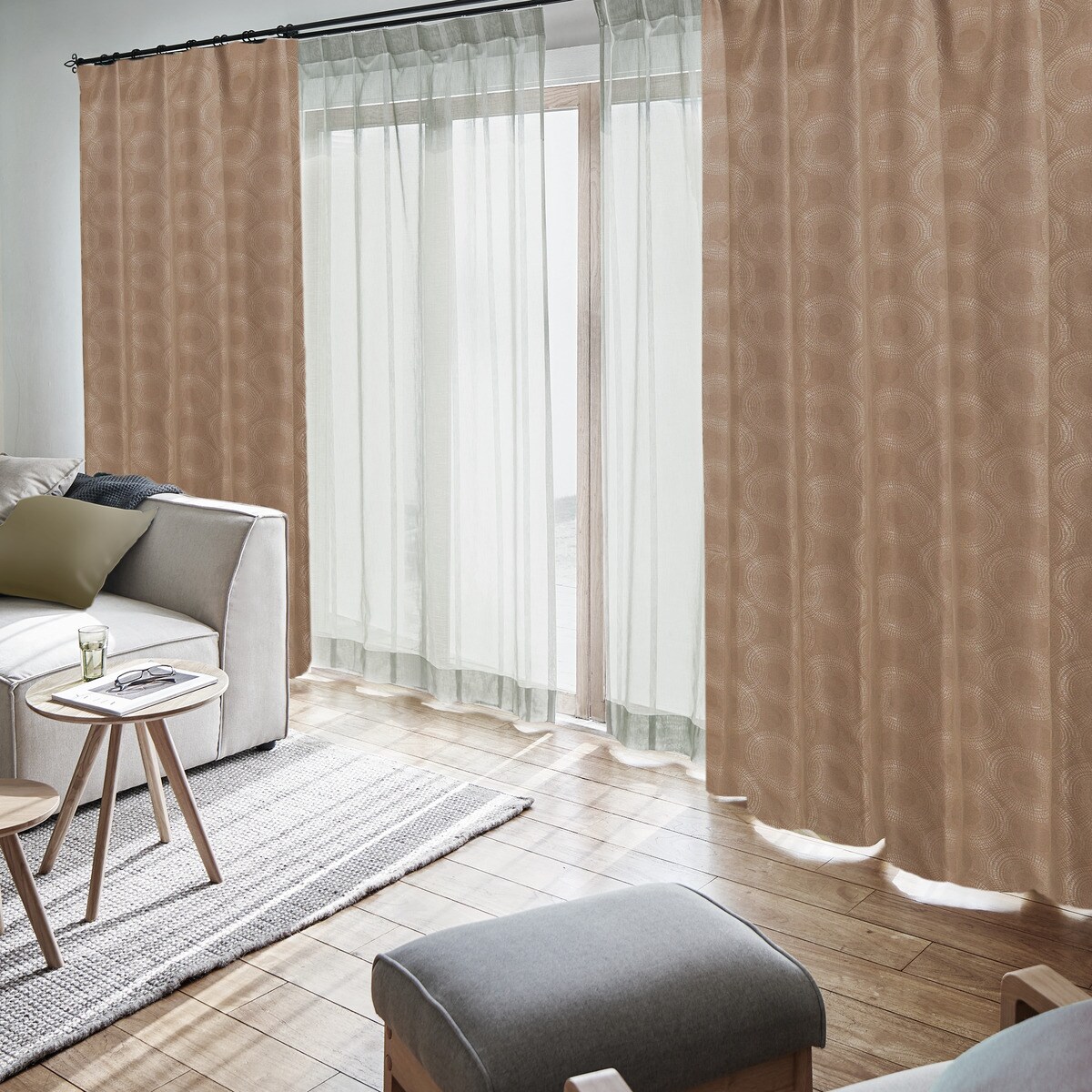 裏地付き 遮光2級・遮熱カーテン(RK002 ブラウン）