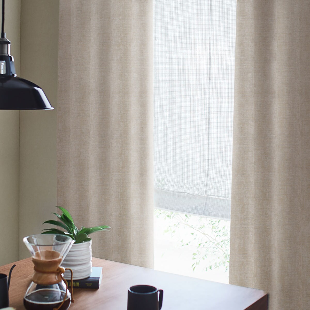 裏地付き遮光2級・遮熱カーテン(RK015 アイボリー)