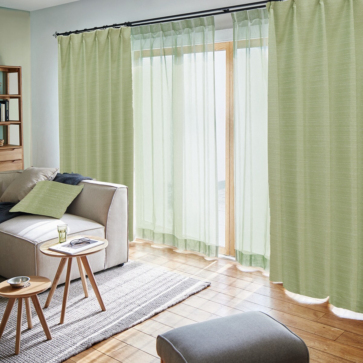 裏地付き遮光2級・遮熱カーテン(RK022 グリーン)