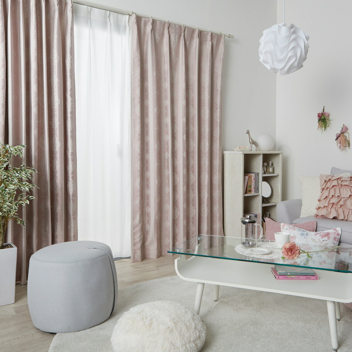 裏地付き遮光2級・遮熱カーテン (RD038 ローズ)