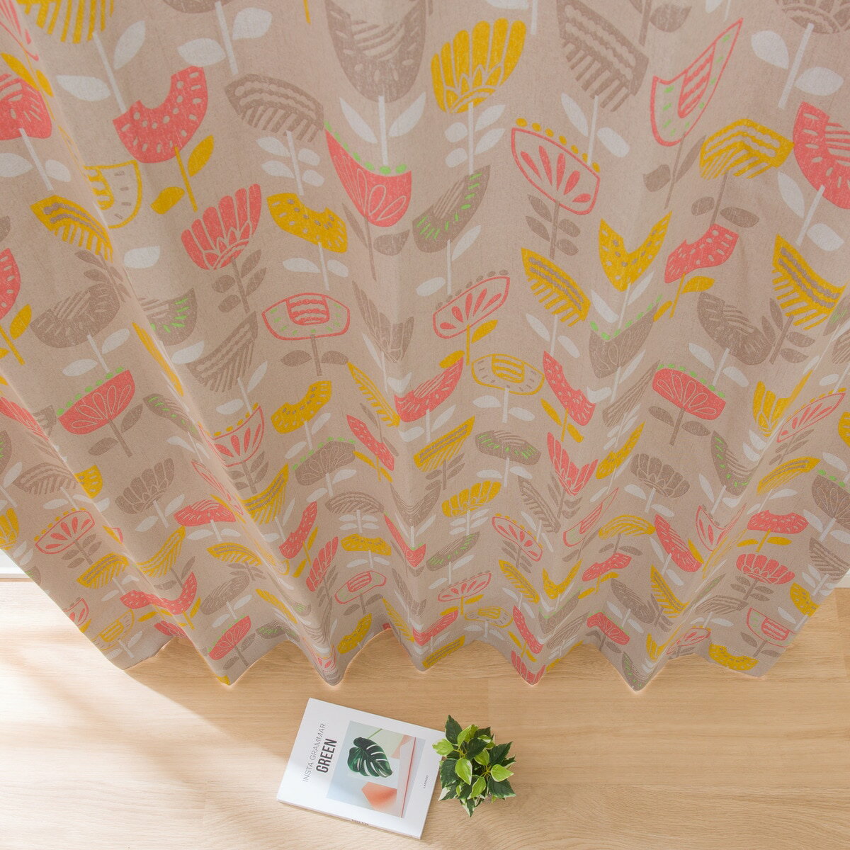 遮光2級カーテン＆レース 4枚セット (RP005) イエロー