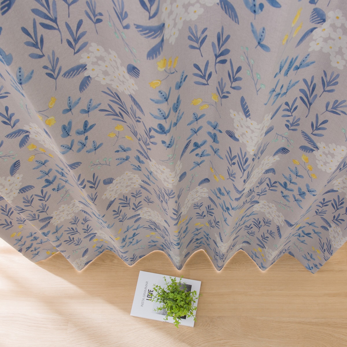 遮光2級カーテン＆レース 4枚セット (RP006) ブルー