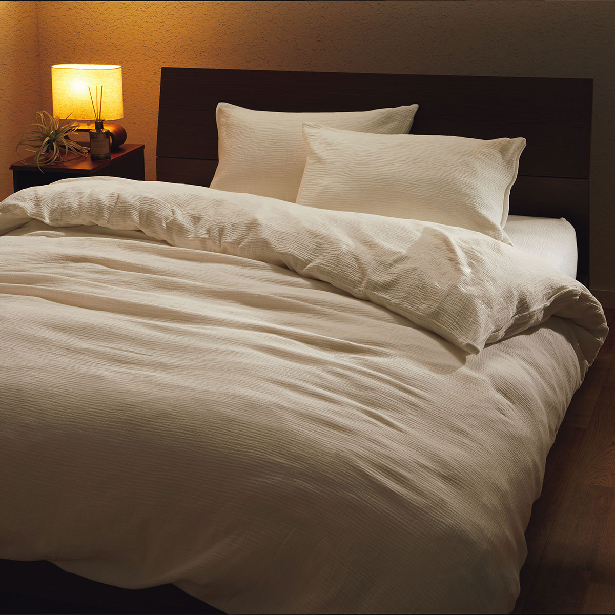 ひもなしラクラク掛け布団カバー クイーン(NGRIPフンワリWガーゼMOQ) 掛布団カバー 掛けふとんカバー 掛ふとんカバー   【1年保証】