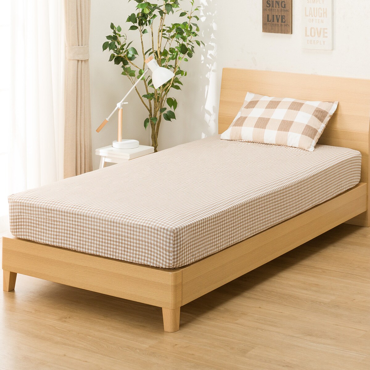 ふとんベッド共通カバー3点セット　シングル(チェックBR)   【1年保証】