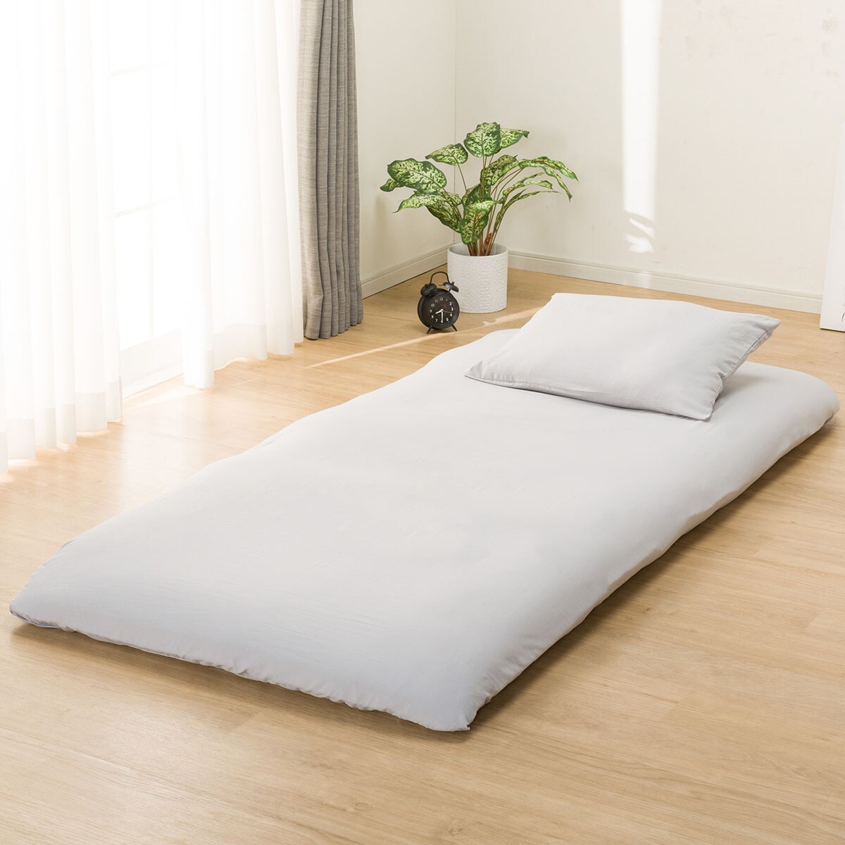 ふとんベッド共通カバー3点セット　シングル(PウォッシュGY)   【1年保証】