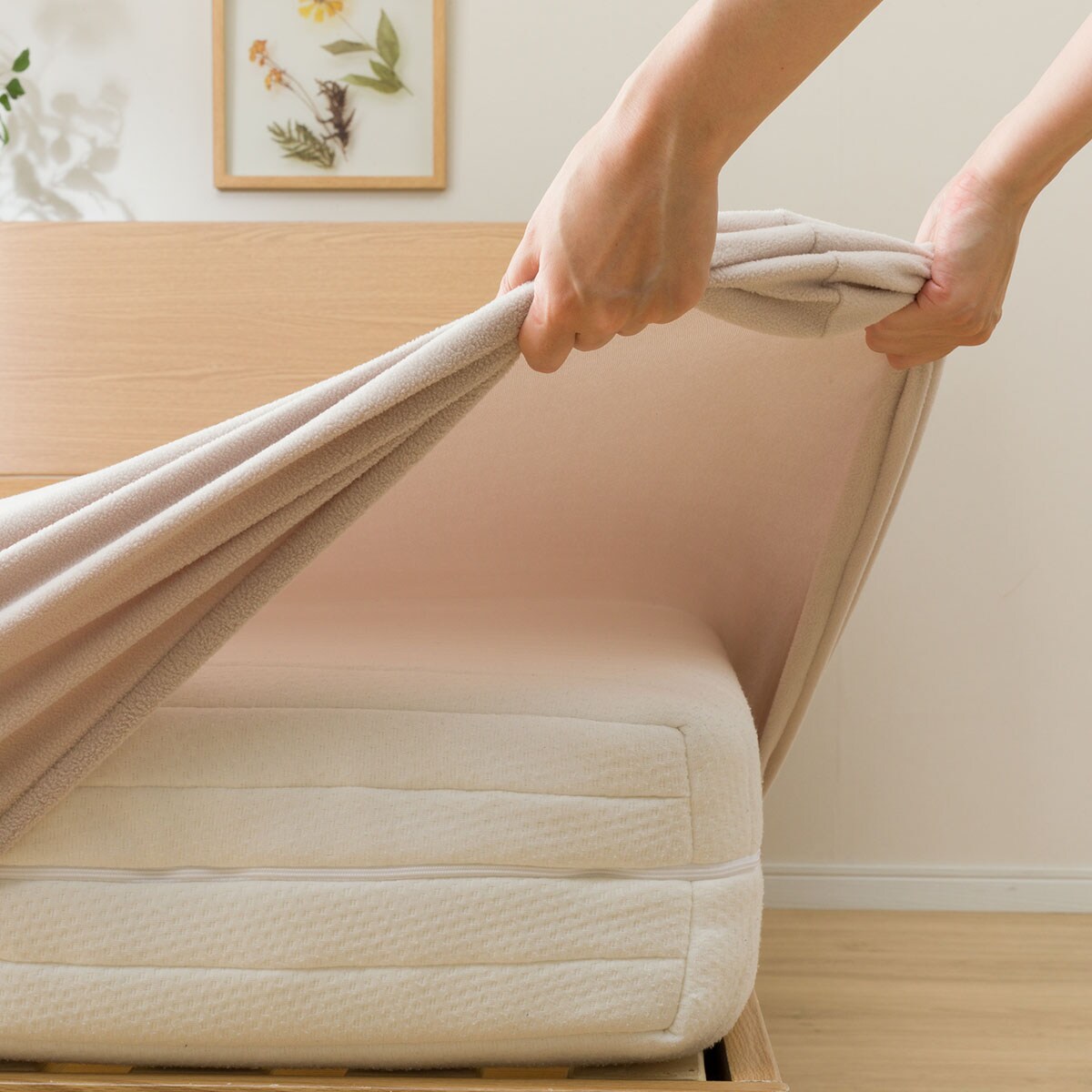 敷ふとんにも使えるボックスシーツ　シングル(マイクロフリースi-n MO S)   【1年保証】