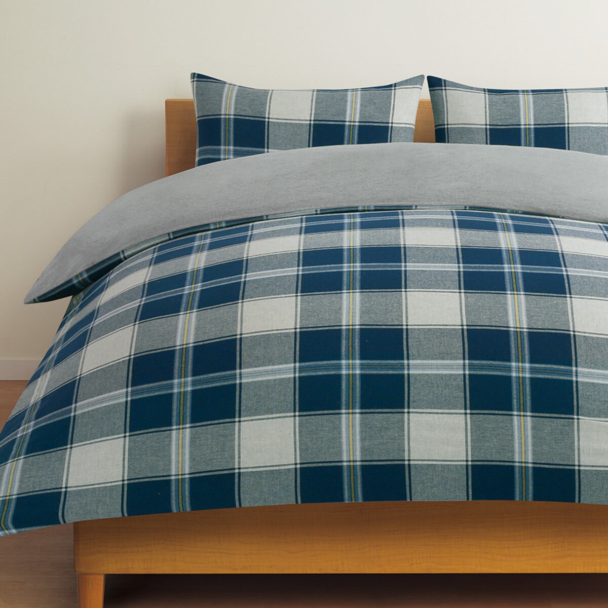 ひもなしラクラク掛ふとんカバー　セミダブル(NグリップフラノCHi NV SD)   【1年保証】