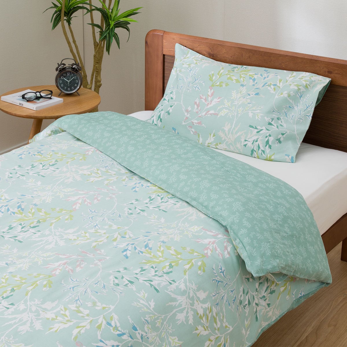 【エントリーで全商品P5倍】ひもなしラクラク掛け布団カバー セミダブル(Nグリップ PT31 リーフ LGR SD)