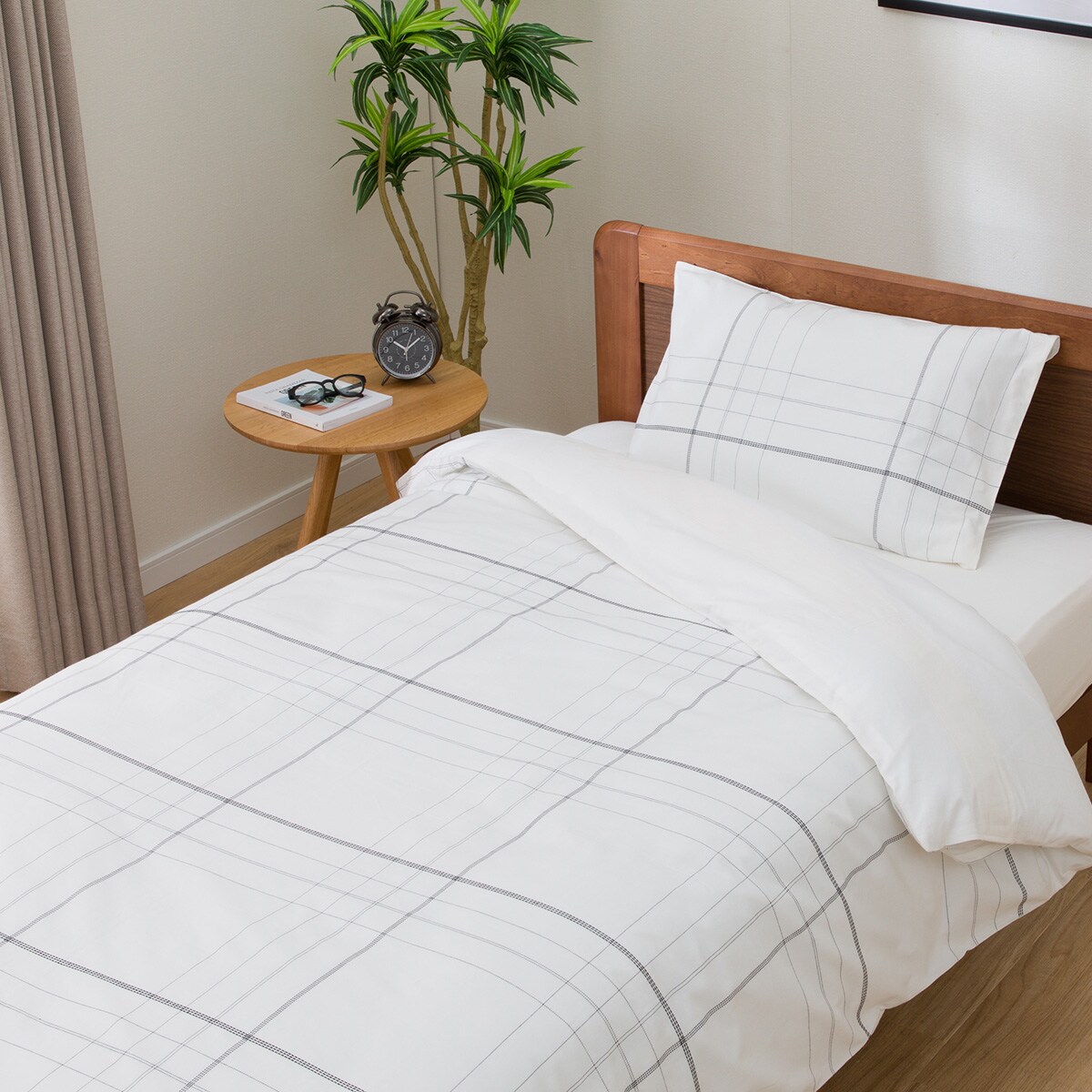 ひもなしラクラク掛け布団カバー(Nグリップ PT38 ステッチガラWH)