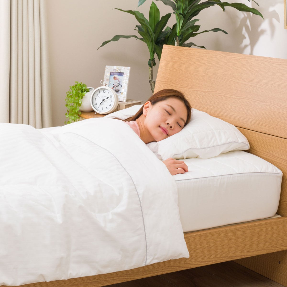 BOXパッド　ダブル(Nクールメンサテンo-i WH D) ベッドパッド ベッドパット   【1年保証】