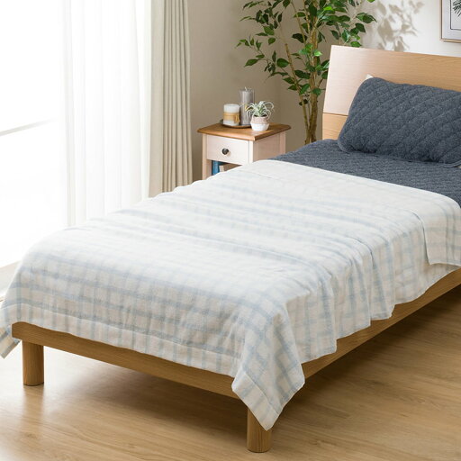 ニトリのタオルケット シングル(チェック i BL S)   【1年保証】(布団・寝具)