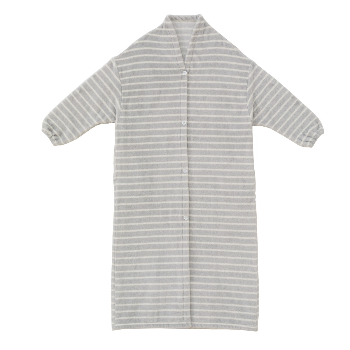 着る毛布 ロング丈(NWi-n ロングV GY ボーダー L)   【1年保証】