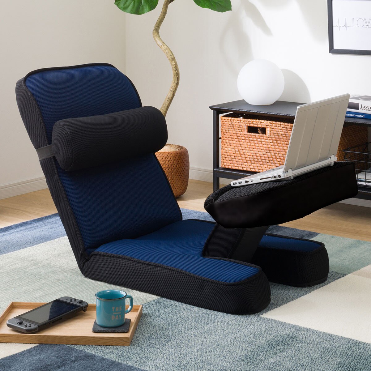 【美品】座椅子　ハイバック　ゲーミングチェア　ネイビー 楽天市場】▽5%OFFクーポン対象品[5/2-5/6] 座椅子 おしゃれ