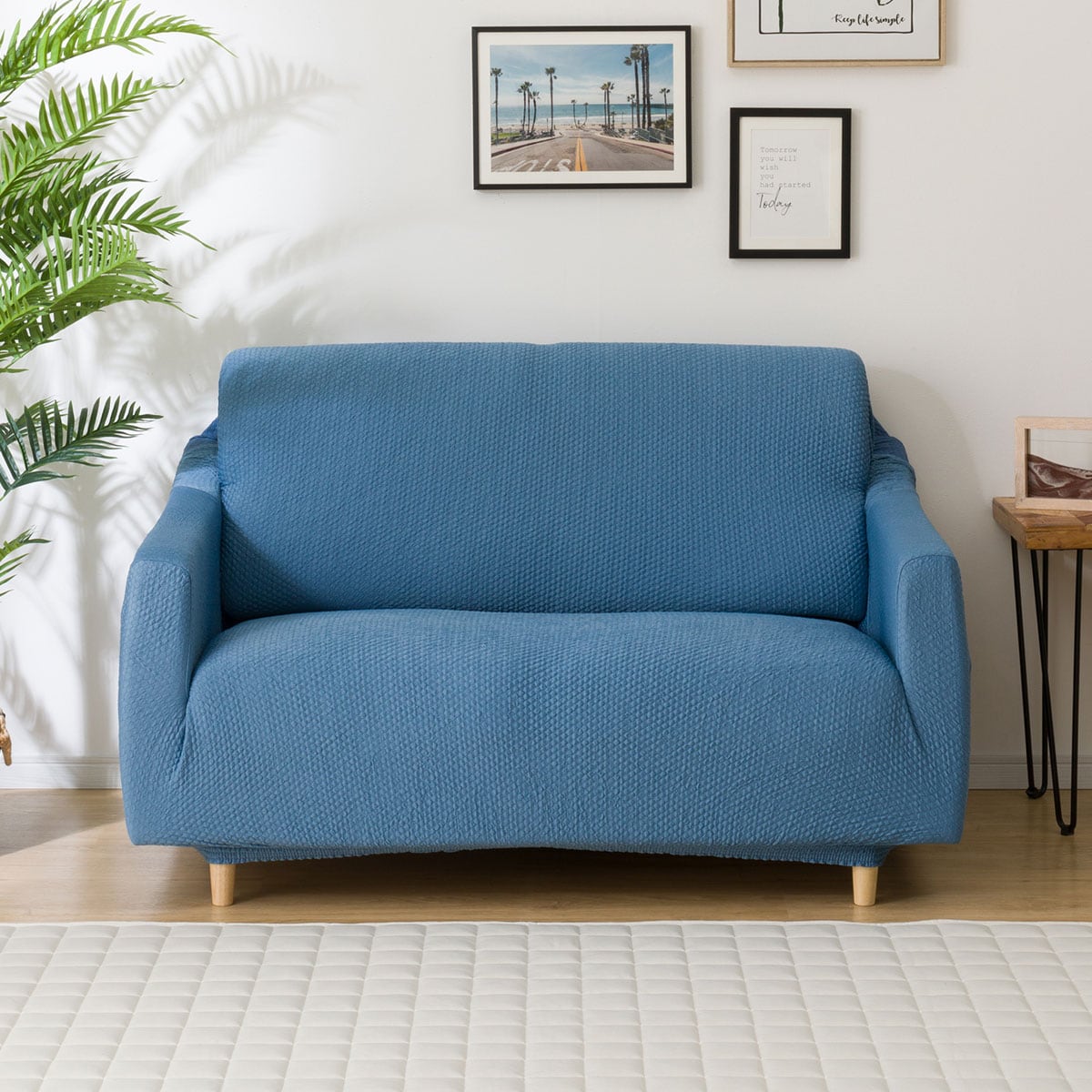 ストレッチソファカバー(Nクール2306BL 2人掛け用) ニトリ 【玄関先迄納品】 【1年保証】 〔合計金額11000円以上送料無料対象商品〕 [2]