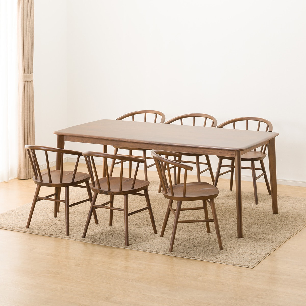 ダイニングテーブル7点セット (NコレクションT-01 180 MBR/C-53 MBR)  【配送員設置商品】 【5年保証】