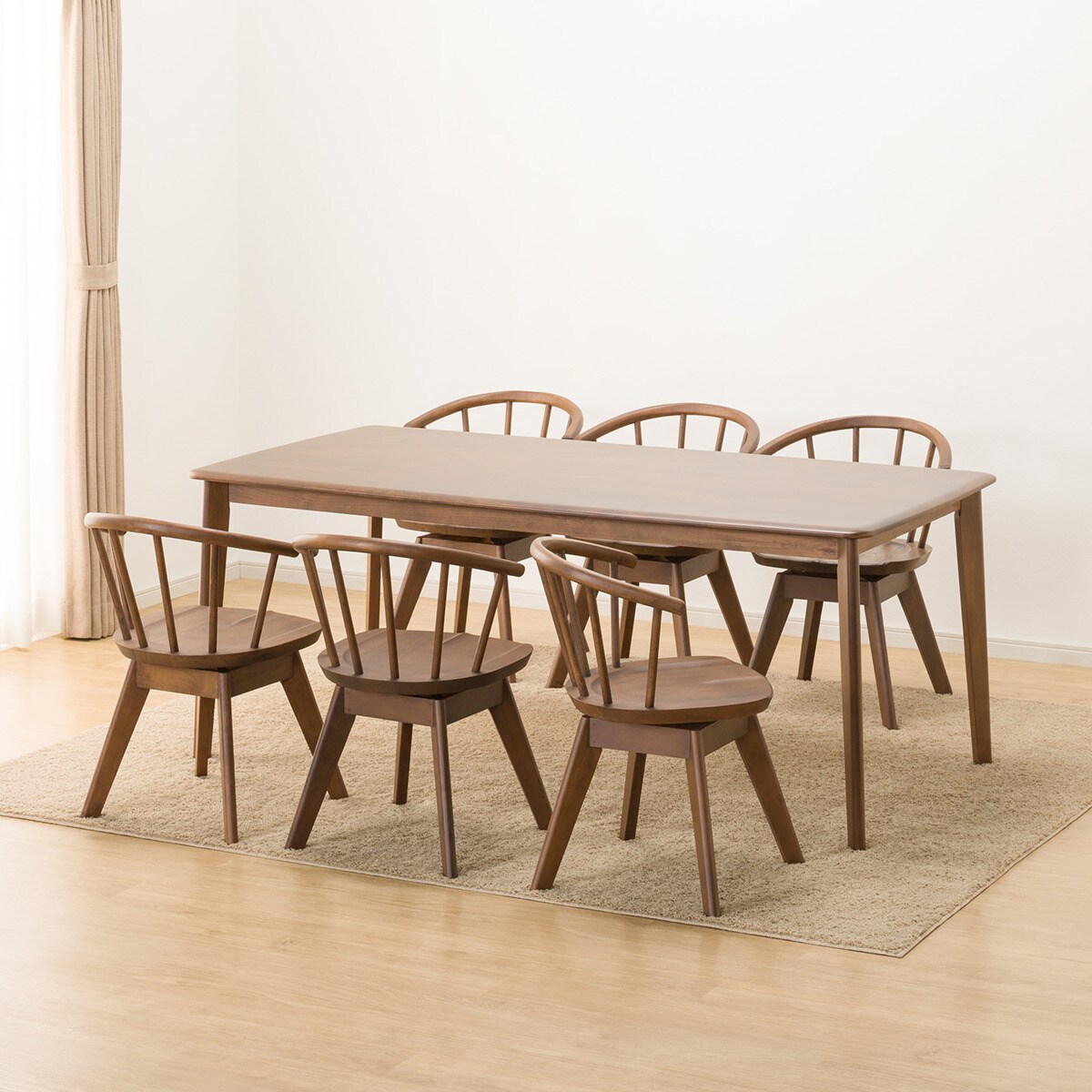 ダイニングテーブル7点セット (NコレクションT-01 180 MBR/C-53S MBR)  【配送員設置商品】 【5年保証】