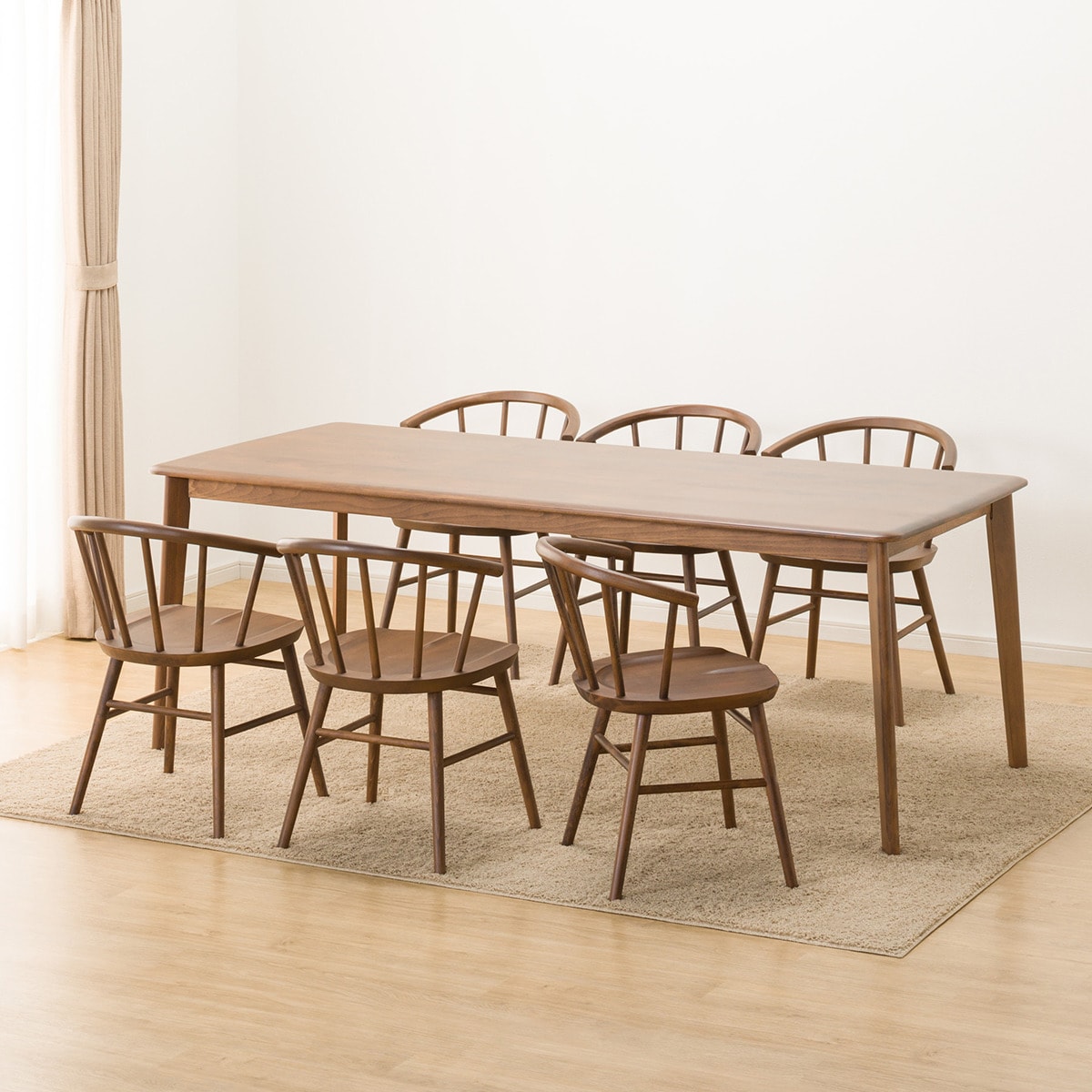 ダイニングテーブル7点セット (NコレクションT-01 200 MBR/C-53 MBR)  【配送員設置商品】 【5年保証】