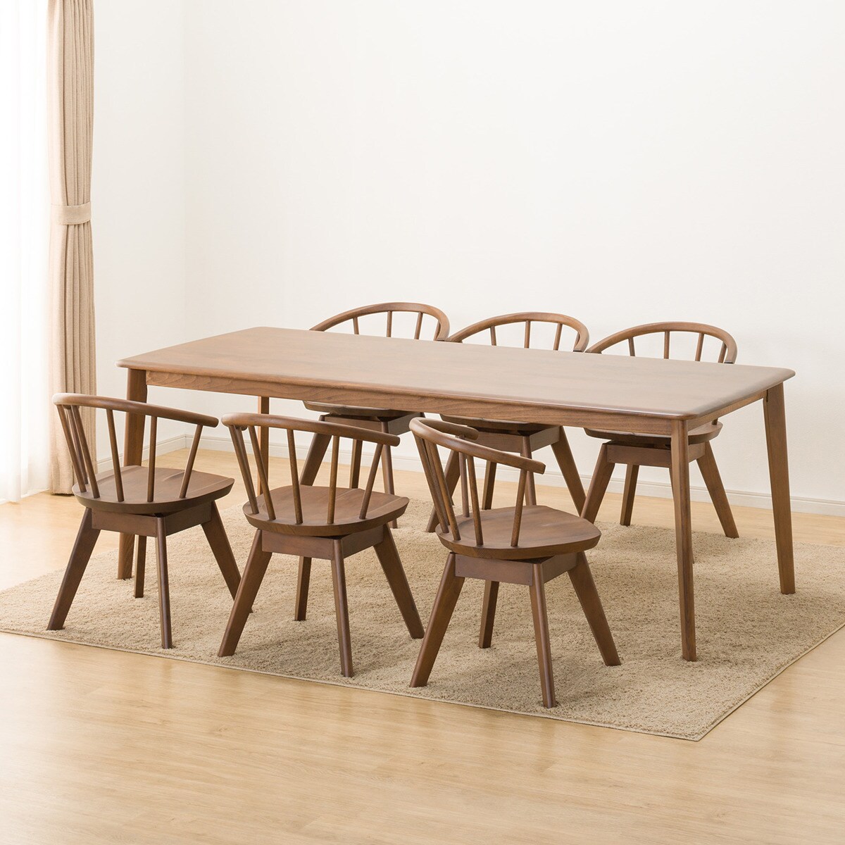 ダイニングテーブル7点セット (NコレクションT-01 200 MBR/C-53S MBR)  【配送員設置商品】 【5年保証】