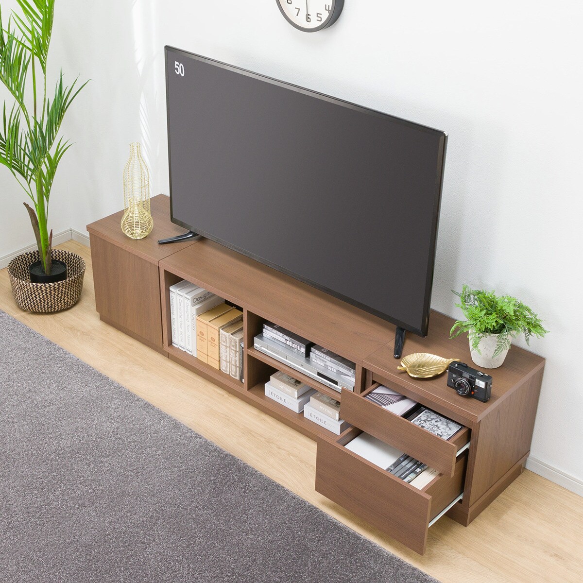 ローボードTU01セット(ローボード90/サイドBOX 40扉/サイドBOX 40引出し)