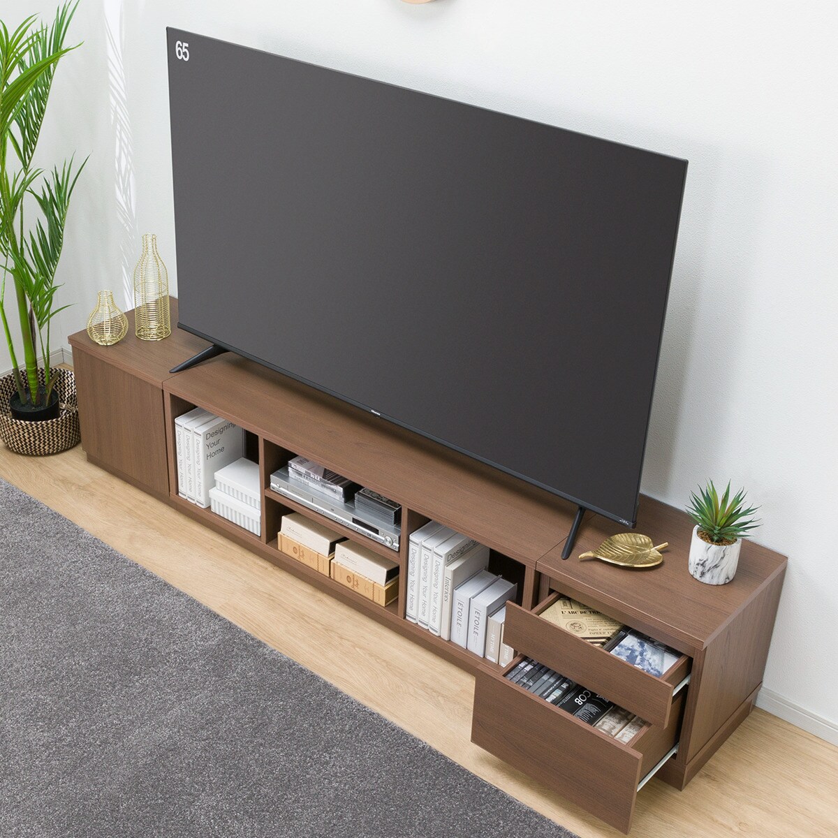 ローボードTU01セット(ローボード120/サイドBOX 40扉/サイドBOX 40引出し)