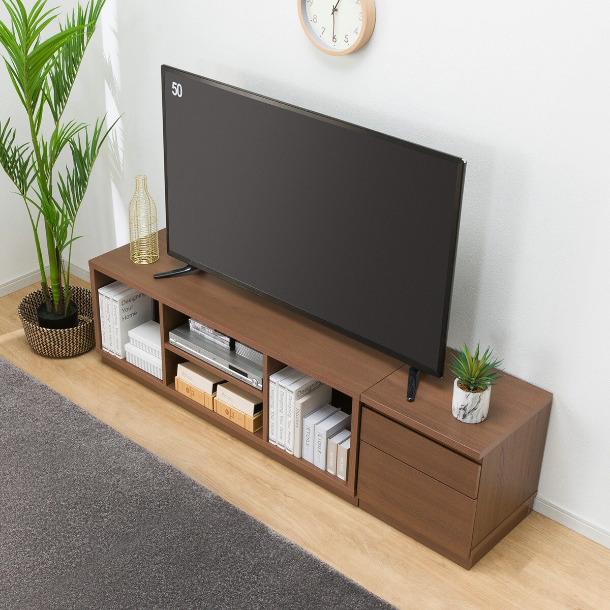 ローボードTU01セット(ローボード120/サイドBOX 40引出し)