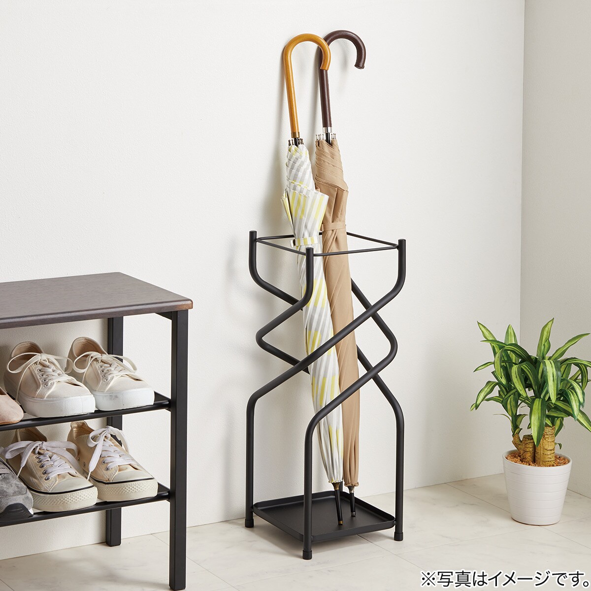 傘たて Nスパイラル (ブラック) 【玄関先迄納品】 ニトリ