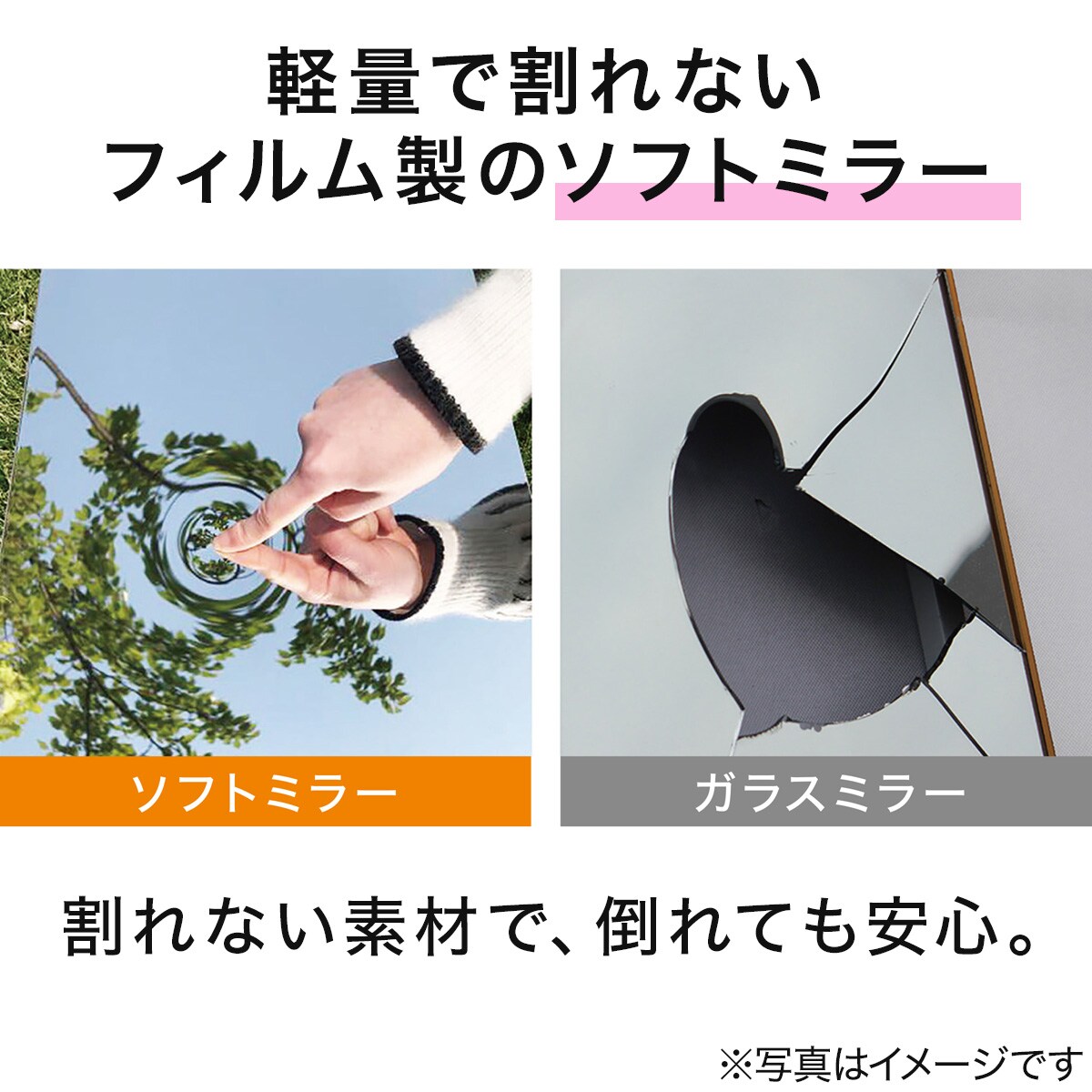 割れない軽量フィルムミラー