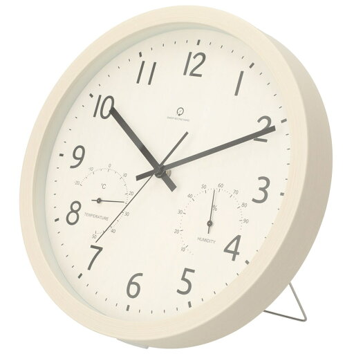 静音秒針 温湿度計付き 掛け置き兼用時計 フォーレ(ホワイトウォッシュ)   【1年保証】