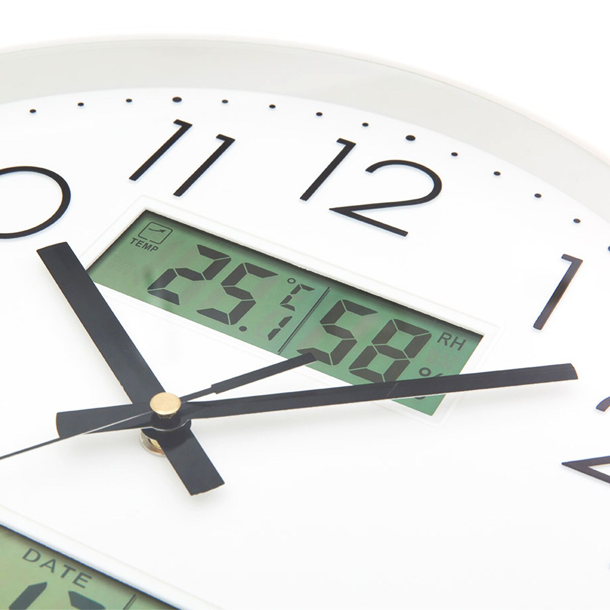 電波 夜間停止秒針 日付・曜日・温湿度デジタル表示 掛け時計 (ラテーセ RST ホワイト)