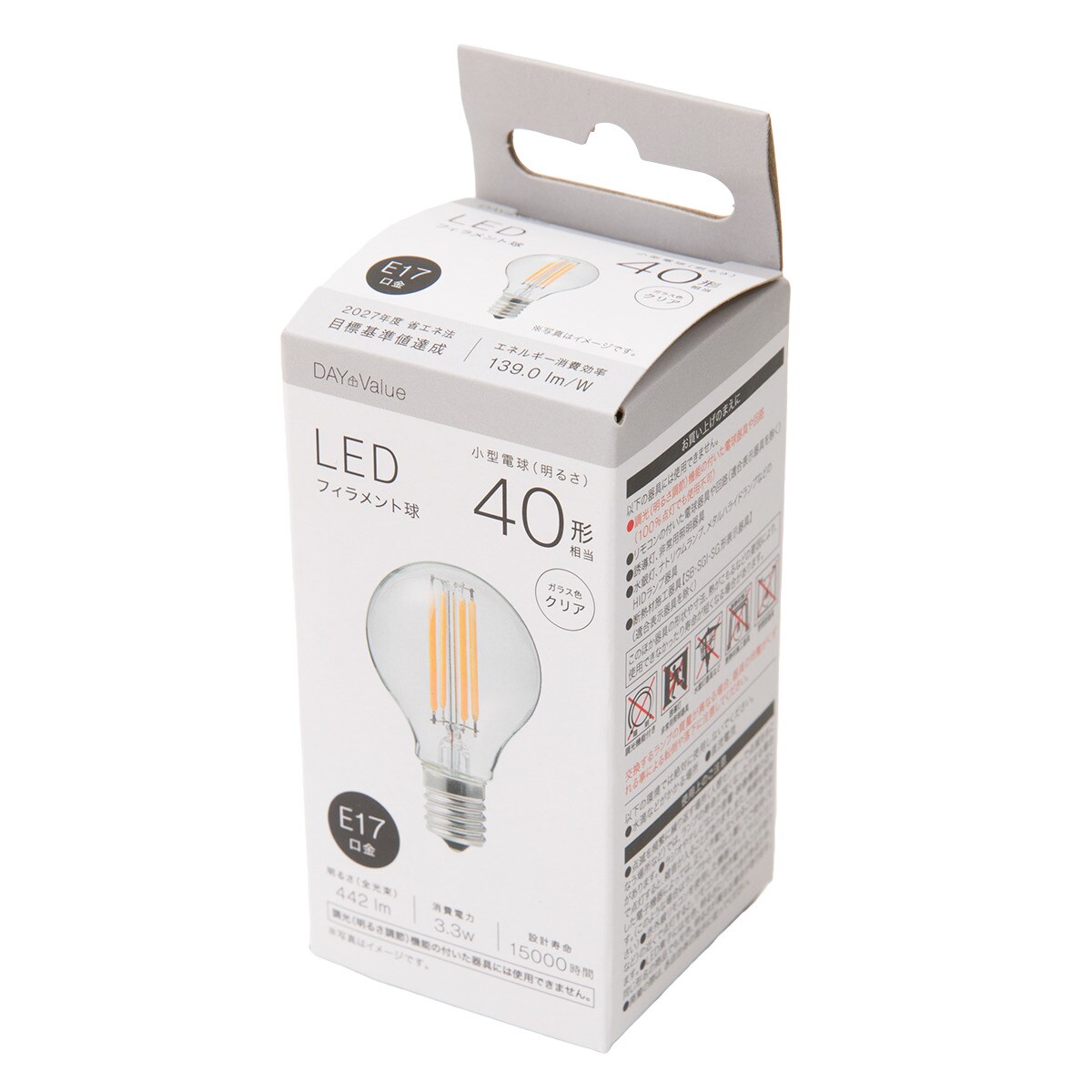 LEDミニフィラメント電球 (E17 40W相当) 【玄関先迄納品】 ニトリ