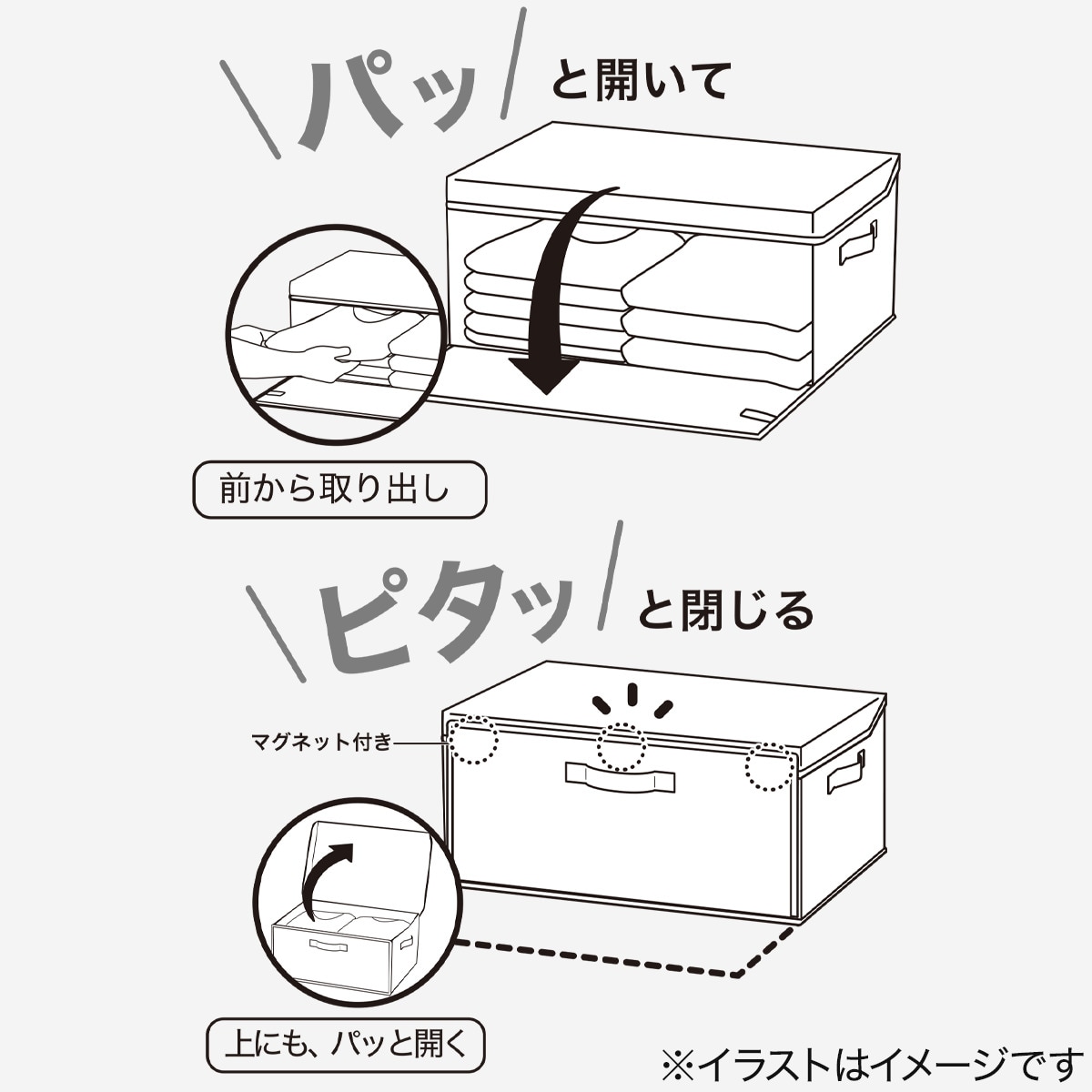 パッと開いてピタッと閉じる収納ボックス (パピタ RT01 レギュラー)